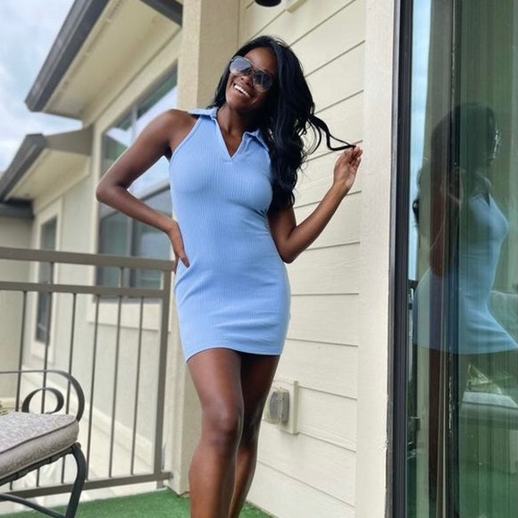 Sleeveless Knit Bodycon Polo Dress 